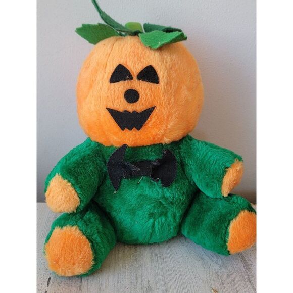 Halloween AS IS jack o'lantern stuffed animal Bow Tie bat home decor‎ - Picture 2 of 8